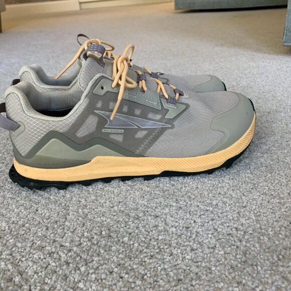 Altra Lone Peak All Weather Waterproof trail runners in gray/orange - Picture 4 of 8